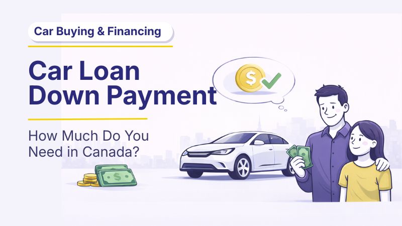 Flat vector illustration of canadian looking for a car loan down payment in canada.